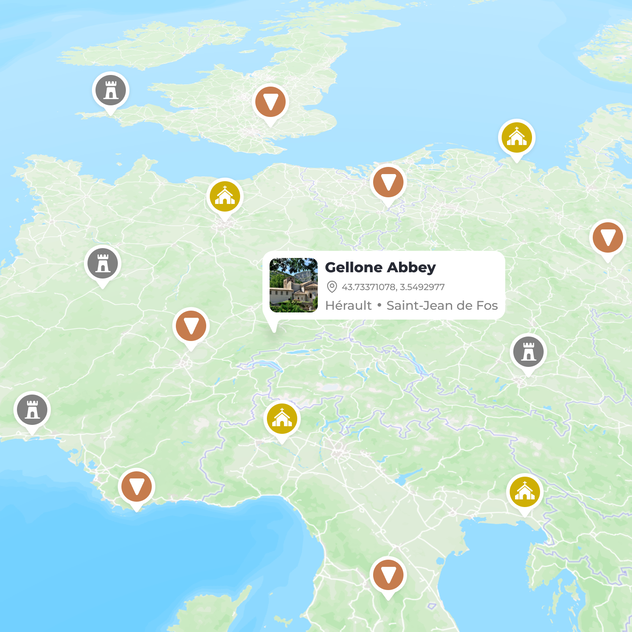 Monuments historiques français et anglais sur carte interactive